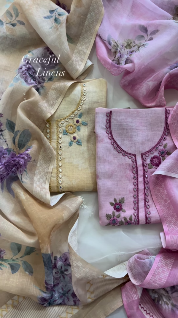 348-2.png Pastel Floral Embroidered Linen Blend Unstitched Suit Set Duo
