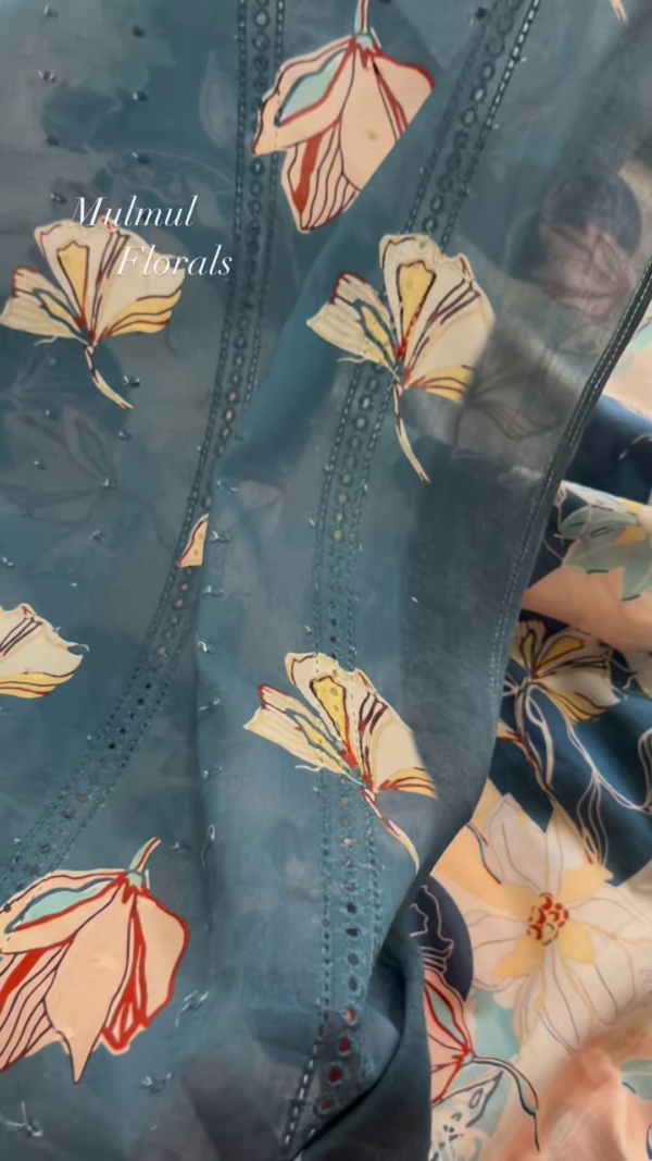 Mulmul Floral Print Unstitched Suit Set Collection