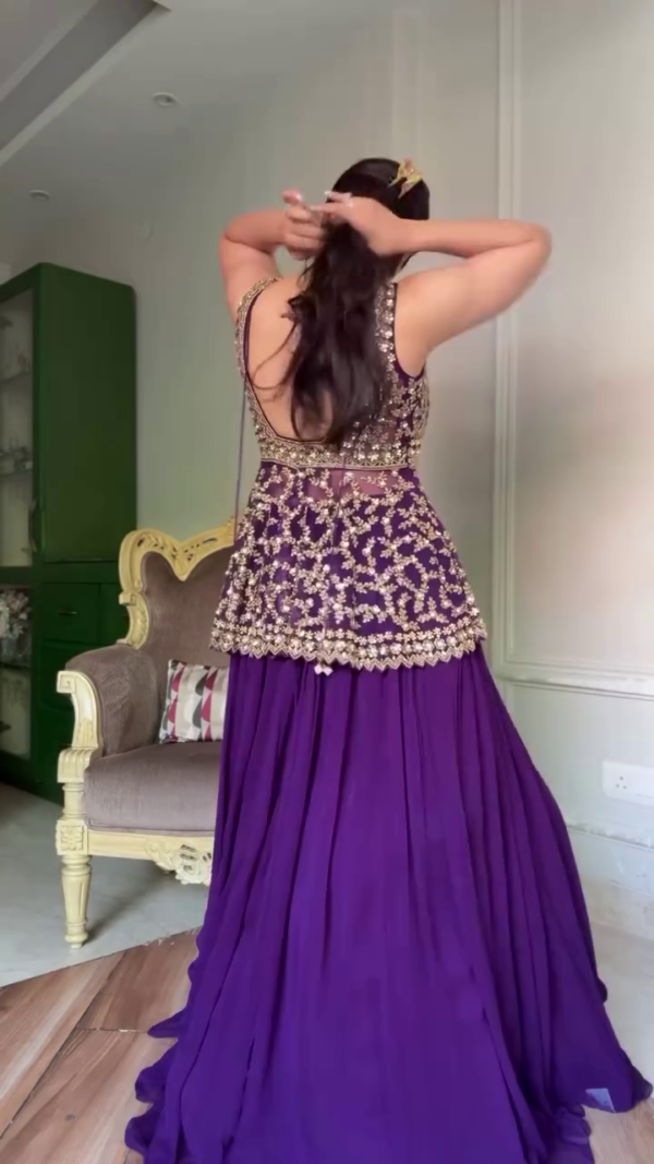 Royal Purple Embellished Lehenga with Statement Blouse