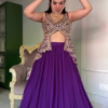 Royal Purple Embellished Lehenga with Statement Blouse