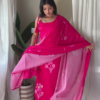 Blush Pink Floral Print Kurta Set with Dupatta