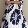 Ivory & Navy Blue Floral Maxi Dress