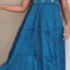 Teal Blue Embroidered Sleeveless Midi Dress