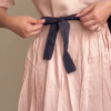 Peach & Black Contrast Belted Midi Dress