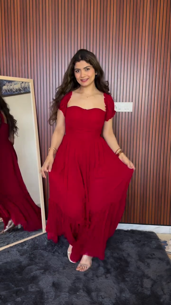 Crimson Charm Off-Shoulder Gown