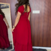 Crimson Charm Off-Shoulder Gown