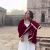 Ivory Elegance Anarkali with Velvet Shawl