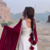 Ivory Elegance Anarkali with Velvet Shawl