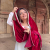 Ivory Elegance Anarkali with Velvet Shawl