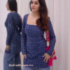 Navy Blue Printed Kurti with Jeans