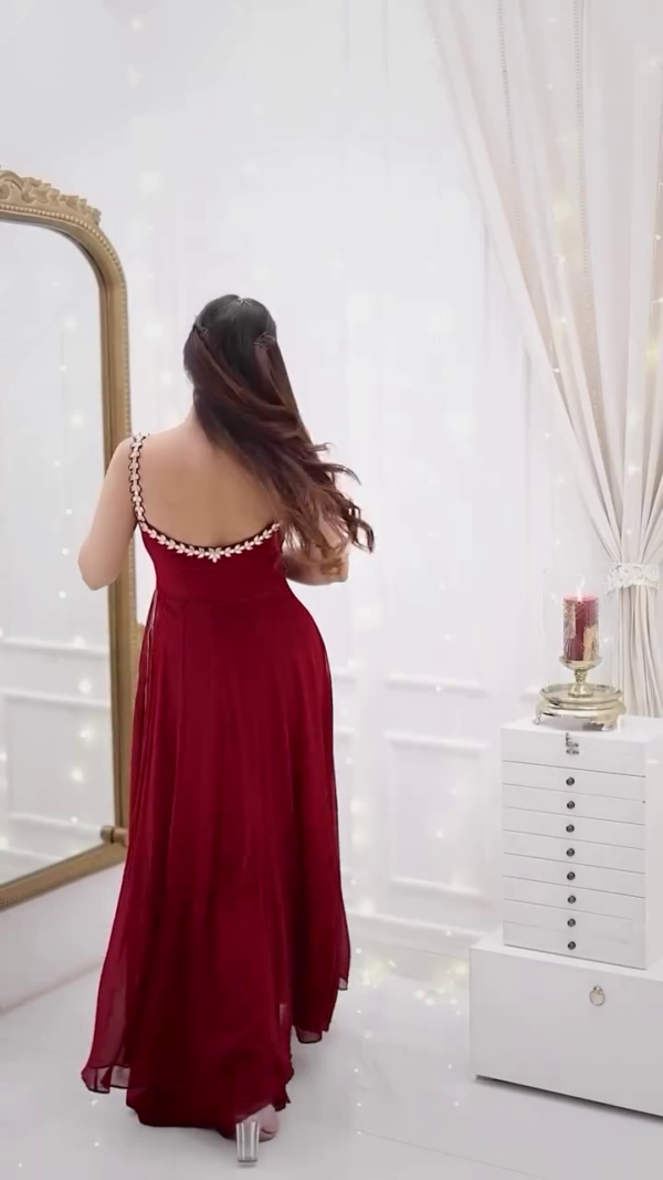 Wine Red Anarkali with Dupatta