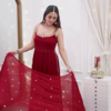 Wine Red Anarkali with Dupatta
