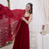 Wine Red Anarkali with Dupatta