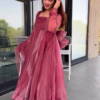 Dusty Rose Flared Kurta Set with Dupatta