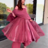 Dusty Rose Flared Kurta Set with Dupatta