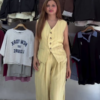 562-3.png White Striped Co-ord Set with Sleeveless Vest & Wide-Leg Pants