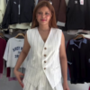 562-6.png White Striped Co-ord Set with Sleeveless Vest & Wide-Leg Pants