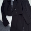 Black Cropped Blazer & High-Waist Trousers Co-ord Set