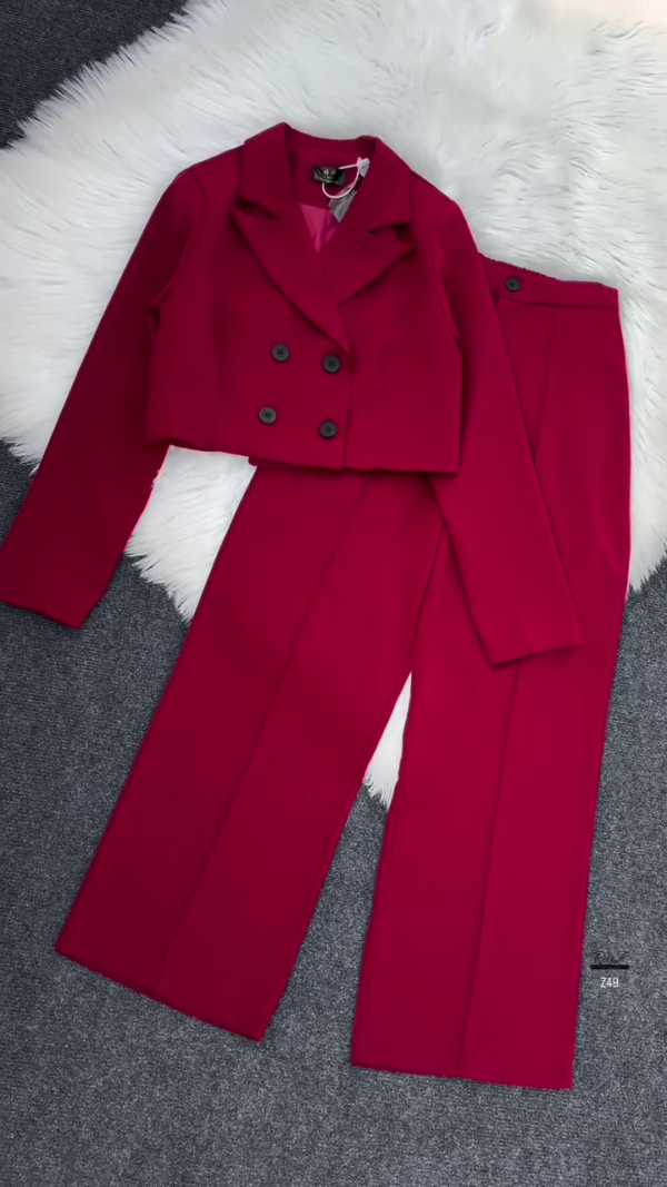 Black Cropped Blazer & High-Waist Trousers Co-ord Set