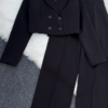 Black Cropped Blazer & High-Waist Trousers Co-ord Set