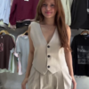 Beige Sleeveless Vest & Trousers Co-ord Set