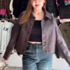 Black Faux Leather Cropped Jacket