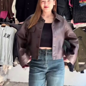 Black Faux Leather Cropped Jacket