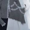 Grey Lace-Trimmed Knit Top & White Pants Co-ord Set