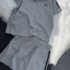574-2.png Women’s Black Polo Collar T-Shirt & Striped Shorts Co-ord Set