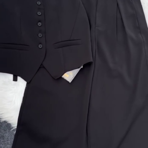 Women’s Black Tailored Vest & Wide-Leg Trouser Co-ord Set