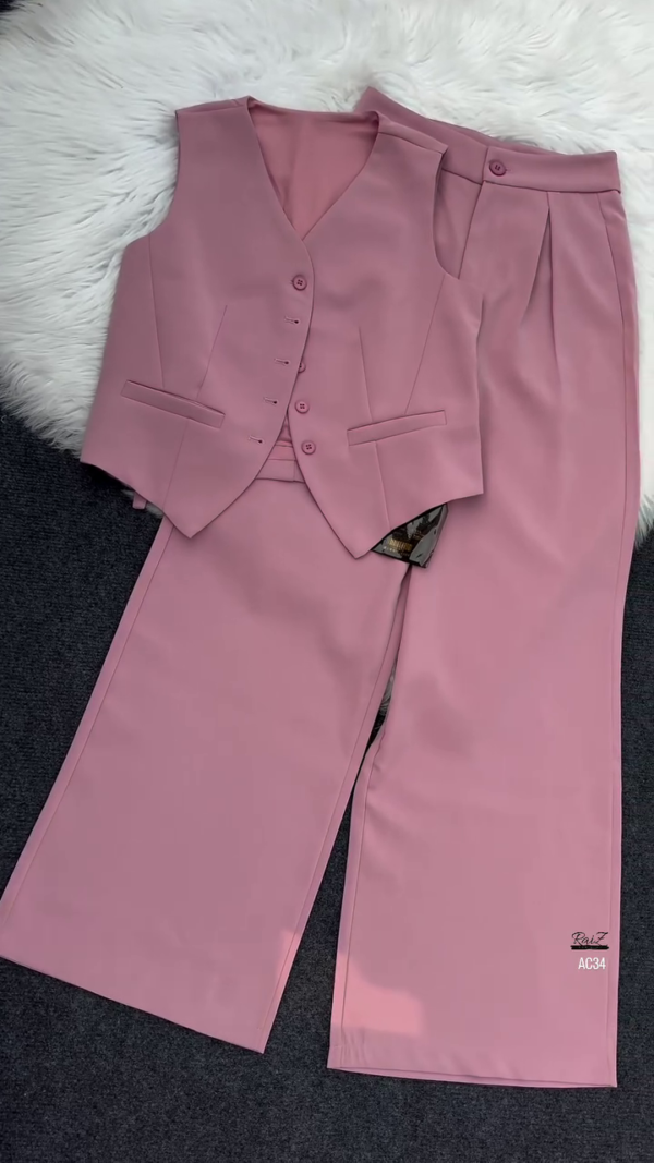 Women’s Black Tailored Vest & Wide-Leg Trouser Co-ord Set