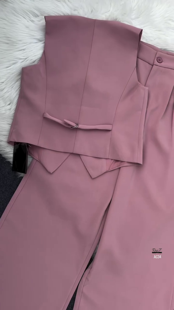 Women’s Black Tailored Vest & Wide-Leg Trouser Co-ord Set