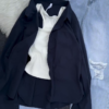 576-4.png Women’s Casual Layered Outfit – White Tank, Black Button-Up Shirt & Distressed Light-Wash Jeans