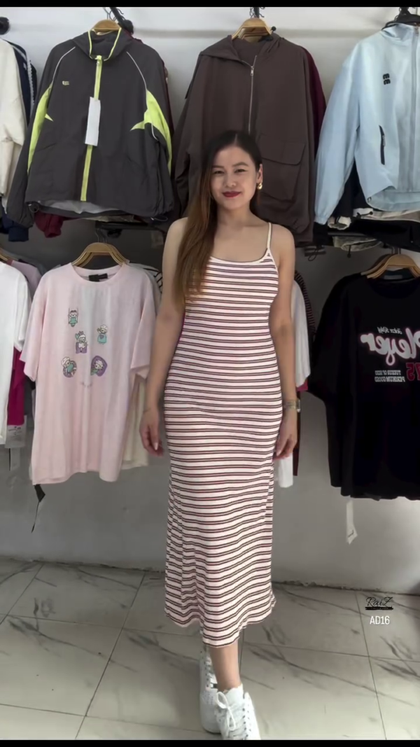 Women’s Sleeveless Striped Bodycon Midi Dress