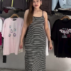 Women’s Sleeveless Striped Bodycon Midi Dress