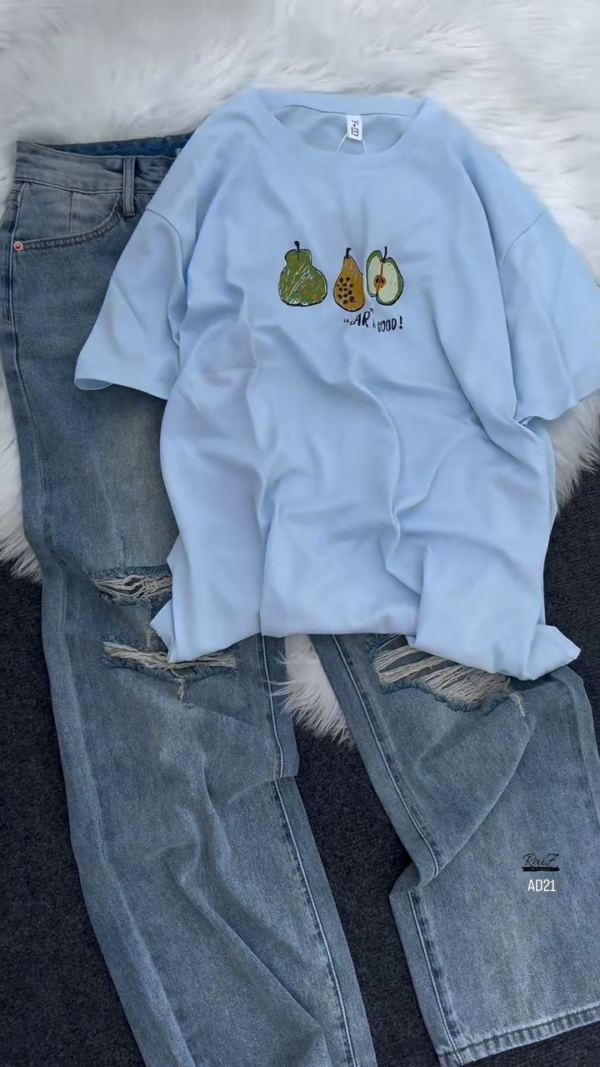 Unisex Graphic Pear Print Casual T-Shirt