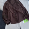 Women’s Black Button-Down Blouse with Beige Wide-Leg Trousers Set