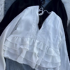 Women’s Layered Ruffle Blouse with Deep V-Neck (Available in Black & White)