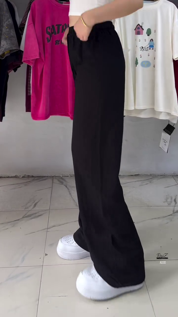 Women’s Relaxed Fit Wide-Leg Drawstring Pants – Deep Navy