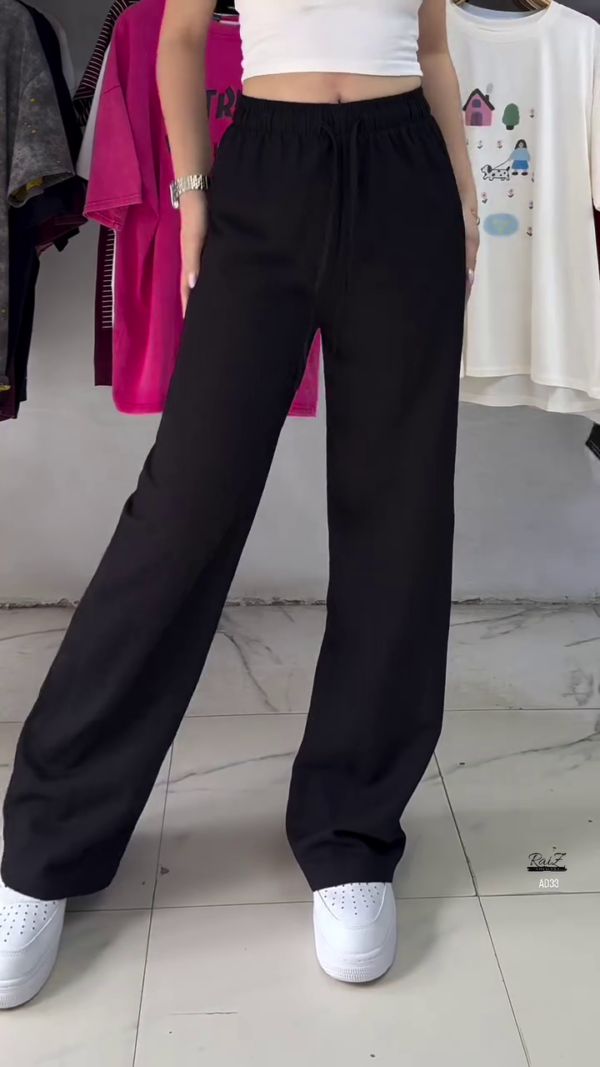 Women’s Relaxed Fit Wide-Leg Drawstring Pants – Deep Navy