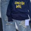 Women’s Long Sleeve Casual Graphic Top – “Smooth Will”