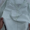 Women’s Lace-Trimmed V-Neck Blouse with Pearl Buttons