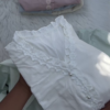 Women’s Lace-Trimmed V-Neck Blouse with Pearl Buttons