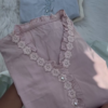 Women’s Lace-Trimmed V-Neck Blouse with Pearl Buttons