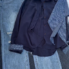 600-1.png Women’s Button-Down Blouse with Detachable Checkered Scarf