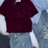 Women’s Short-Sleeve Button-Down Knit Cardigan Top