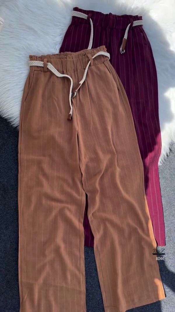 604-1.png Women’s High-Waist Striped Pants with Braided Belt