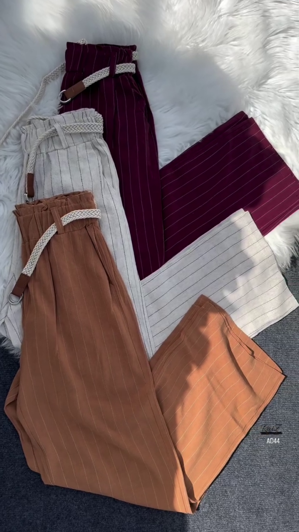 604-2.png Women’s High-Waist Striped Pants with Braided Belt
