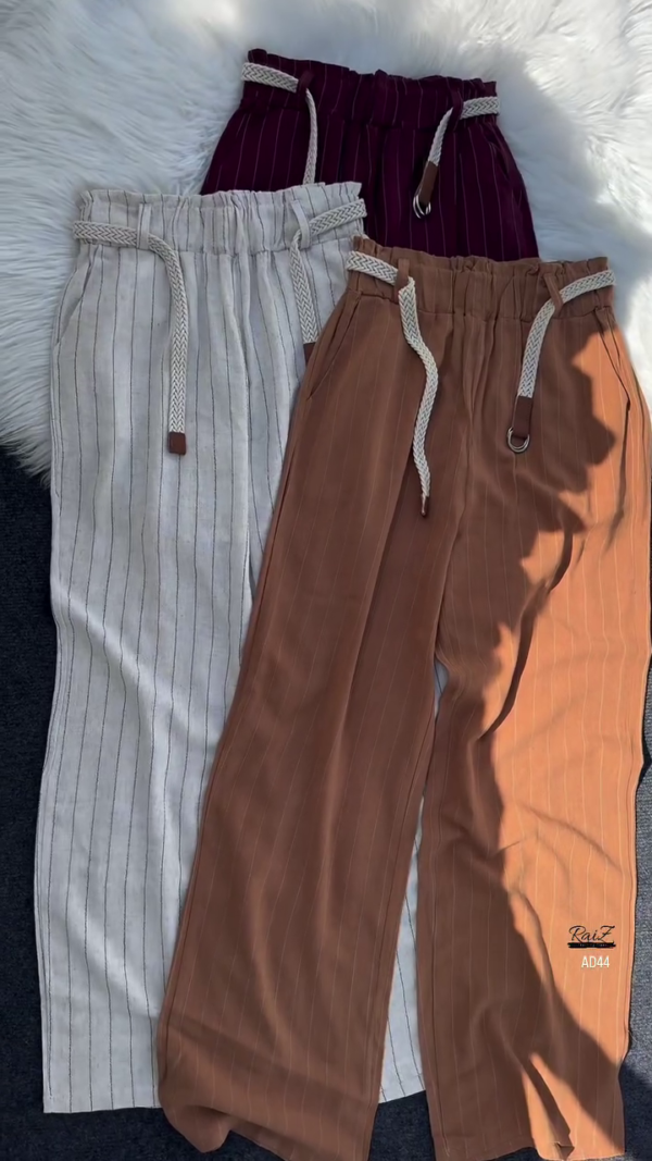 604-4.png Women’s High-Waist Striped Pants with Braided Belt