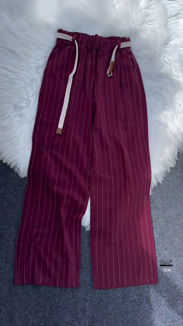 604-5.png Women’s High-Waist Striped Pants with Braided Belt